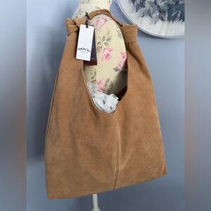 American Leather Marietta Knot Hobo Bag in Cognac Suede